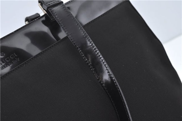 Authentic GUCCI Shoulder Tote Bag Nylon Enamel 0021039 Black J8912
