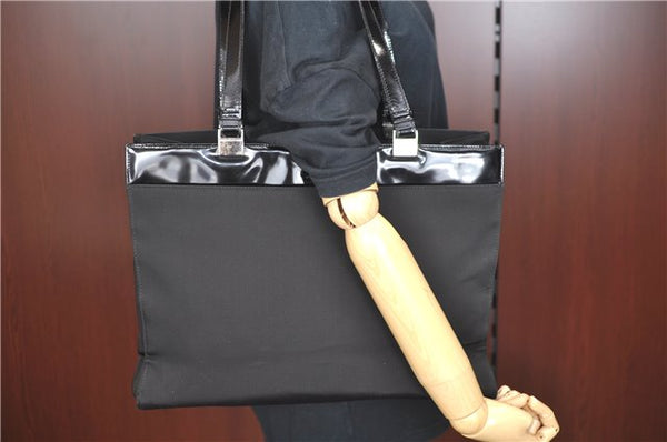 Authentic GUCCI Shoulder Tote Bag Nylon Enamel 0021039 Black J8912