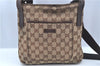 Authentic GUCCI Shoulder Cross Body Bag Purse GG Canvas Leather Brown J8914
