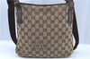 Authentic GUCCI Shoulder Cross Body Bag Purse GG Canvas Leather Brown J8914