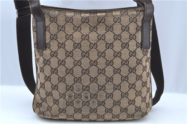 Authentic GUCCI Shoulder Cross Body Bag Purse GG Canvas Leather Brown J8914