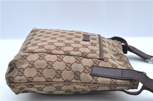 Authentic GUCCI Shoulder Cross Body Bag Purse GG Canvas Leather Brown J8914