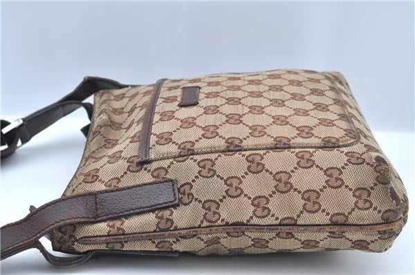 Authentic GUCCI Shoulder Cross Body Bag Purse GG Canvas Leather Brown J8914