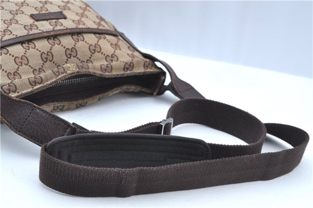 Authentic GUCCI Shoulder Cross Body Bag Purse GG Canvas Leather Brown J8914