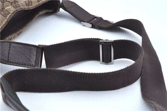 Authentic GUCCI Shoulder Cross Body Bag Purse GG Canvas Leather Brown J8914