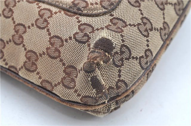 Authentic GUCCI Shoulder Cross Body Bag Purse GG Canvas Leather Brown J8914