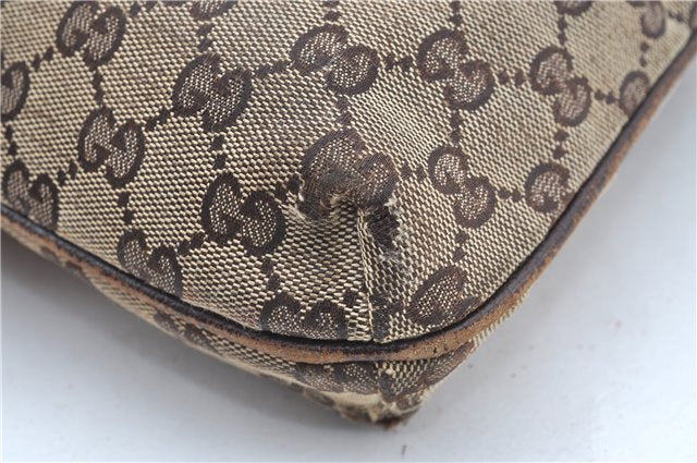 Authentic GUCCI Shoulder Cross Body Bag Purse GG Canvas Leather Brown J8914