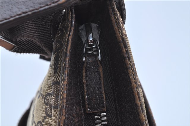 Authentic GUCCI Shoulder Cross Body Bag Purse GG Canvas Leather Brown J8914