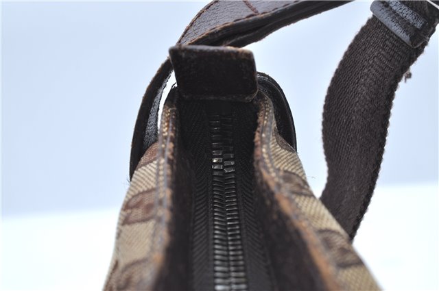 Authentic GUCCI Shoulder Cross Body Bag Purse GG Canvas Leather Brown J8914