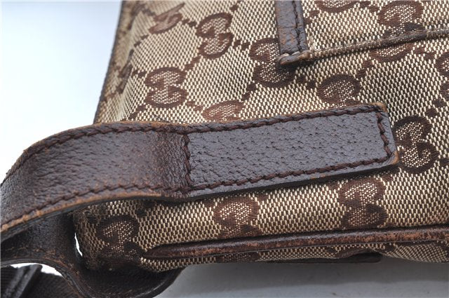 Authentic GUCCI Shoulder Cross Body Bag Purse GG Canvas Leather Brown J8914