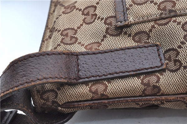 Authentic GUCCI Shoulder Cross Body Bag Purse GG Canvas Leather Brown J8914