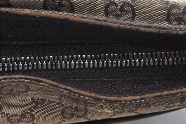 Authentic GUCCI Shoulder Cross Body Bag Purse GG Canvas Leather Brown J8914