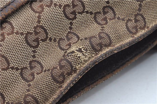 Authentic GUCCI Shoulder Cross Body Bag Purse GG Canvas Leather Brown J8914