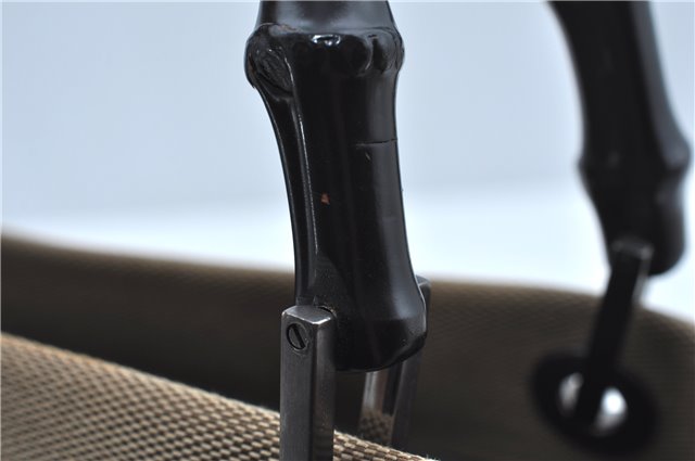 Authentic GUCCI Bamboo Hand Bag Canvas 0021010 Beige J8915