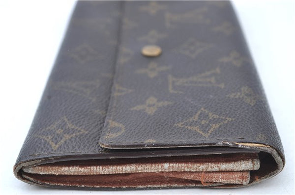 Authentic Louis Vuitton Monogram Bifold Long Wallet Purse 2Set Brown LV J8919