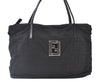 Authentic FENDI Zucca Hand Tote Bag Nylon Leather Black J8925