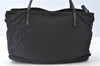 Authentic FENDI Zucca Hand Tote Bag Nylon Leather Black J8925