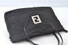 Authentic FENDI Zucca Hand Tote Bag Nylon Leather Black J8925