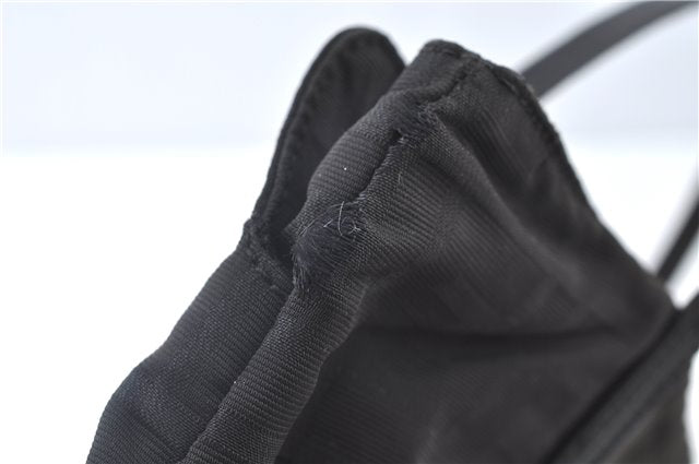 Authentic FENDI Zucca Hand Tote Bag Nylon Leather Black J8925