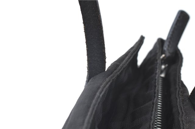 Authentic FENDI Zucca Hand Tote Bag Nylon Leather Black J8925