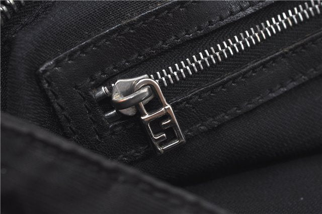 Authentic FENDI Zucca Hand Tote Bag Nylon Leather Black J8925