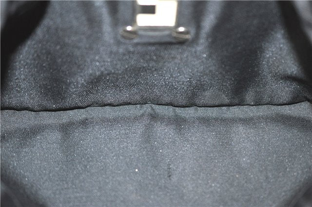 Authentic FENDI Zucca Hand Tote Bag Nylon Leather Black J8925