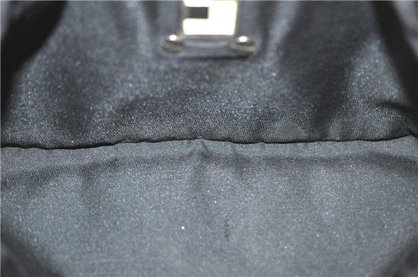 Authentic FENDI Zucca Hand Tote Bag Nylon Leather Black J8925
