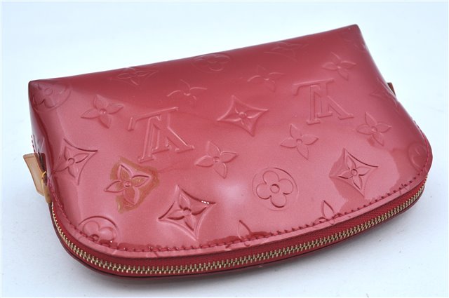 Authentic Louis Vuitton Vernis Pochette Cosmetic Pouch Red M91496 LV J8949