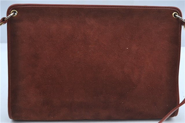 Authentic Christian Dior Shoulder Cross Body Bag Purse Suede Leather Brown J8950