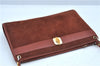 Authentic Christian Dior Shoulder Cross Body Bag Purse Suede Leather Brown J8950