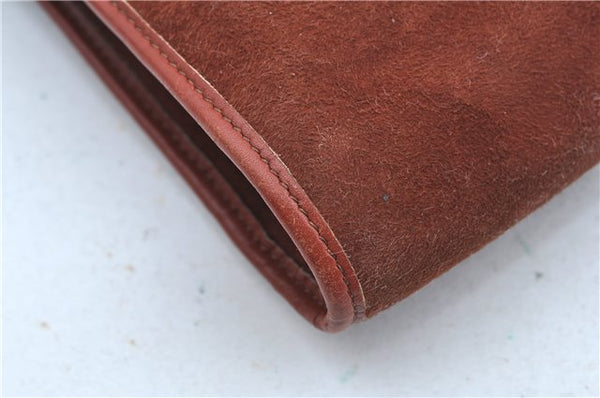 Authentic Christian Dior Shoulder Cross Body Bag Purse Suede Leather Brown J8950