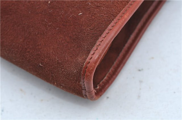 Authentic Christian Dior Shoulder Cross Body Bag Purse Suede Leather Brown J8950