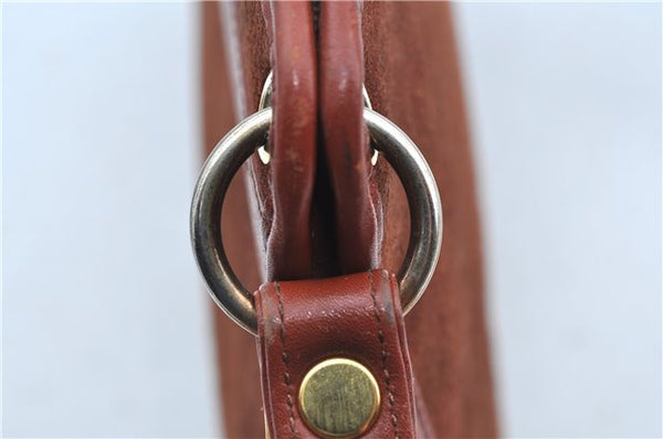 Authentic Christian Dior Shoulder Cross Body Bag Purse Suede Leather Brown J8950