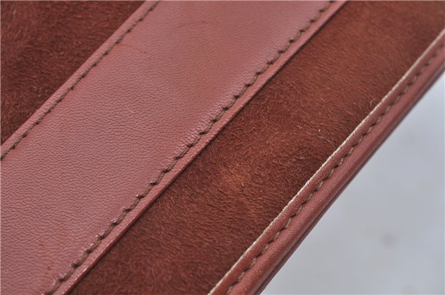 Authentic Christian Dior Shoulder Cross Body Bag Purse Suede Leather Brown J8950