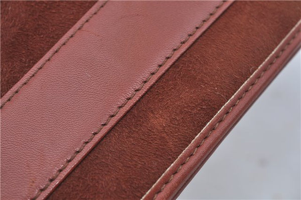 Authentic Christian Dior Shoulder Cross Body Bag Purse Suede Leather Brown J8950