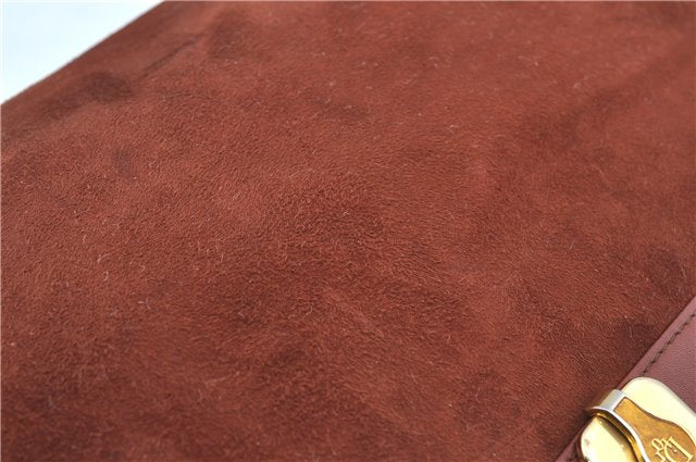 Authentic Christian Dior Shoulder Cross Body Bag Purse Suede Leather Brown J8950