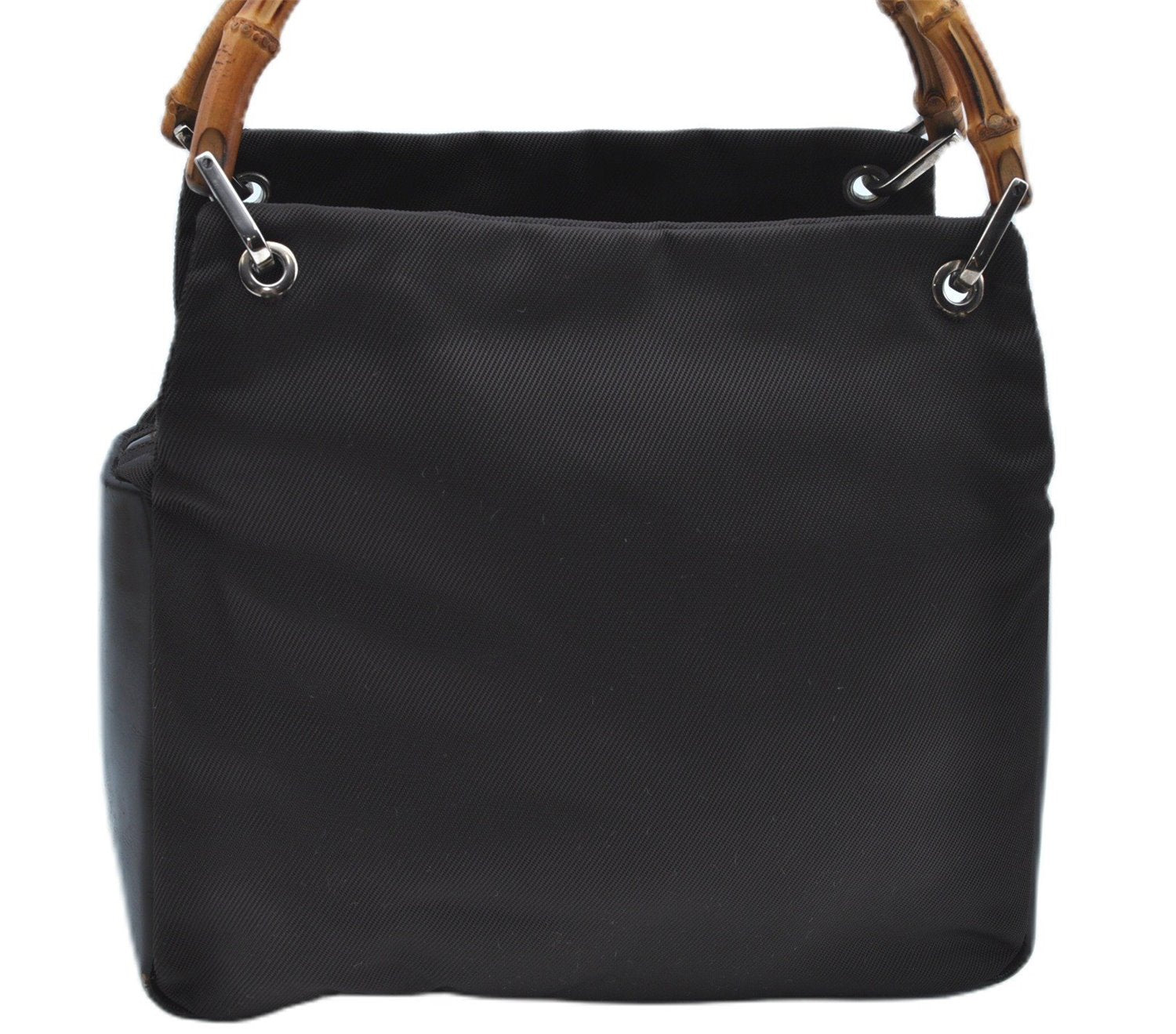 Authentic GUCCI Bamboo Tote Hand Bag Nylon Leather Brown J8951