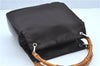 Authentic GUCCI Bamboo Tote Hand Bag Nylon Leather Brown J8951