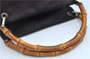 Authentic GUCCI Bamboo Tote Hand Bag Nylon Leather Brown J8951