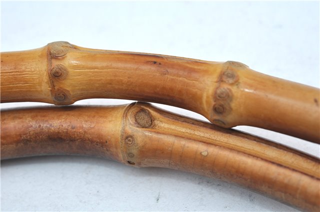 Authentic GUCCI Bamboo Tote Hand Bag Nylon Leather Brown J8951