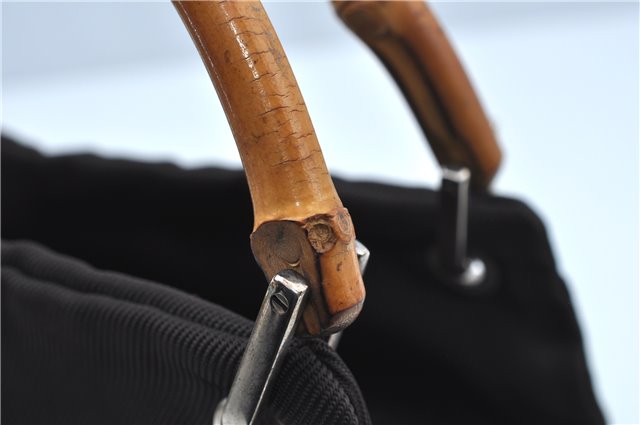 Authentic GUCCI Bamboo Tote Hand Bag Nylon Leather Brown J8951