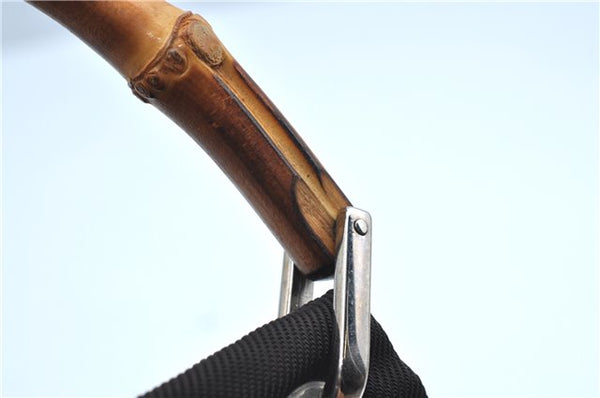 Authentic GUCCI Bamboo Tote Hand Bag Nylon Leather Brown J8951