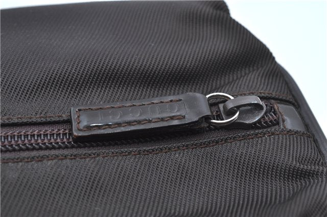 Authentic GUCCI Bamboo Tote Hand Bag Nylon Leather Brown J8951