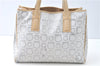 Authentic Ferragamo Gancini Leather Shoulder Tote Bag White J8952