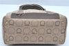 Authentic Ferragamo Gancini Canvas Leather Shoulder Tote Bag Beige Brown J8953