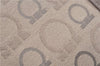 Authentic Ferragamo Gancini Canvas Leather Shoulder Tote Bag Beige Brown J8953