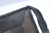 Authentic FENDI Pequin Clutch Hand Bag Purse PVC Leather Brown Black J8954