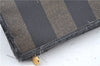 Authentic FENDI Pequin Clutch Hand Bag Purse PVC Leather Brown Black J8954