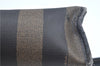 Authentic FENDI Pequin Clutch Hand Bag Purse PVC Leather Brown Black J8954