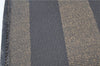 Authentic FENDI Pequin Clutch Hand Bag Purse PVC Leather Brown Black J8954